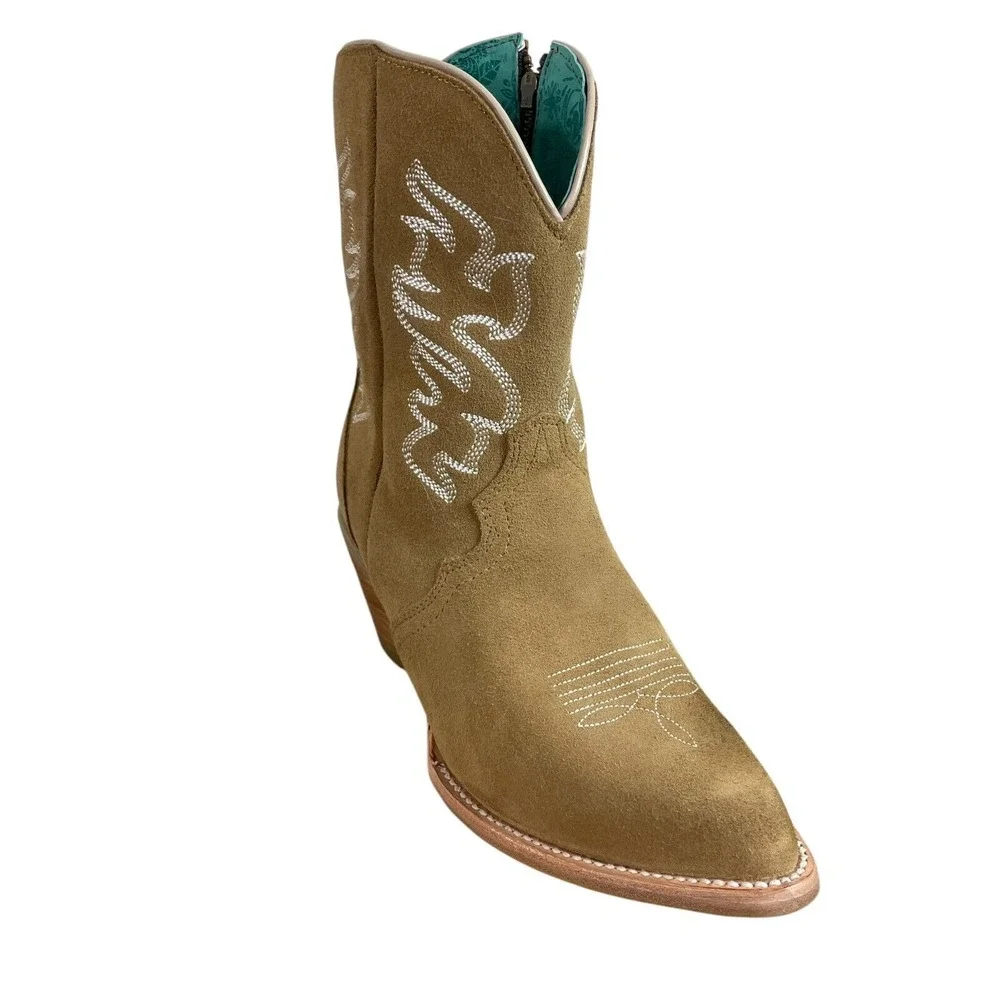 NEW Corral Womens Leather Camel Embroidered Western Ankle Cowboy‎ Boots Size 10